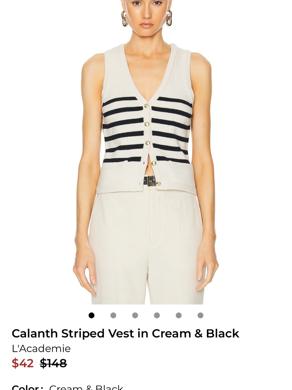 L'Academie Calanth Black & Cream Striped Knit Vest